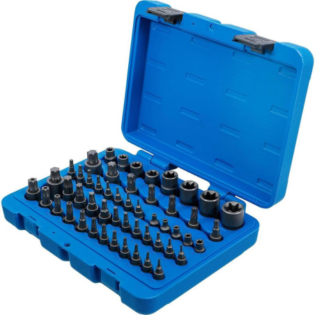 Jeu d’Embouts et Douilles 52 Pièces - Profil E/T, T et TP Torx avec Perçage - Acier Résistant pour Fixations Précises - BGS