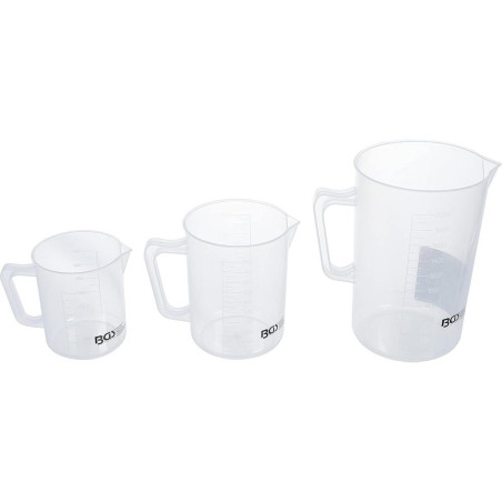 Jeu de Brocs Graduées 3 pcs - Plastique Transparent - Mesure Précise et Pratique, Pro - D-Work