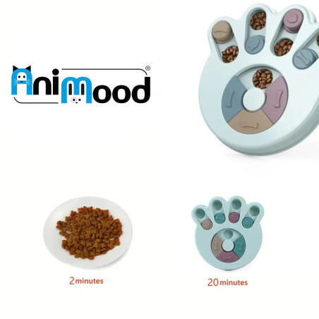 Gamelle Bleu Interactive pour Chiens, Chats - Bol Anti-Glouton, Puzzle d?Alimentation, Dressage, Stimulation - Animood