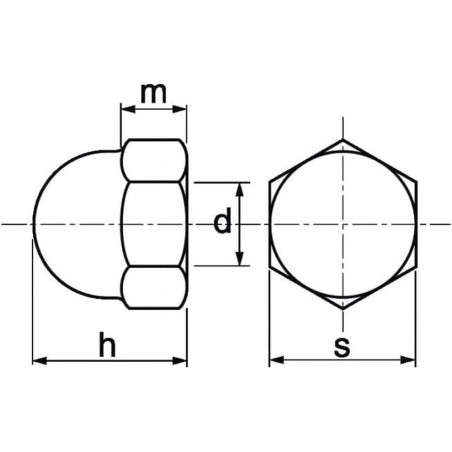 100 Écrous borgnes M10 - Nylon 6.6, norme DIN 1587 - Isolation et résistance chimique - ACTON