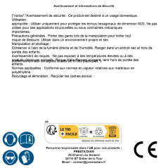 25 Caches Ecrous Hexagonaux Blancs - Ral 9010 M20 mm - Polyethylene - D-Work