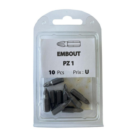 10 Embouts Pozidriv 1 - Acier - D-Work