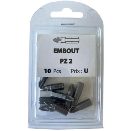 10 Embouts Pozidriv 2 - Acier - D-Work