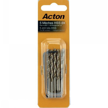 Foret HSS Ø4 mm - Haute Précision et Durabilité - ACTON