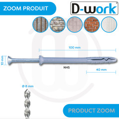100 NHS D. 8 x 100 mm knock-in dowels with countersunk head screw - D-Work