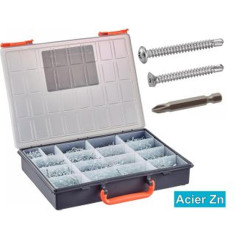 Coffret 2000 Pcs Vis Autoperceuses TC TF Phillips + Embouts, Acier Zn - D-Work