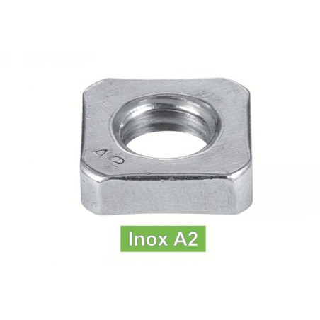 100 Ecrous Bas Carrés M10 mm - DIN 562 - UNI 5596 - Inox A2 - D-Work