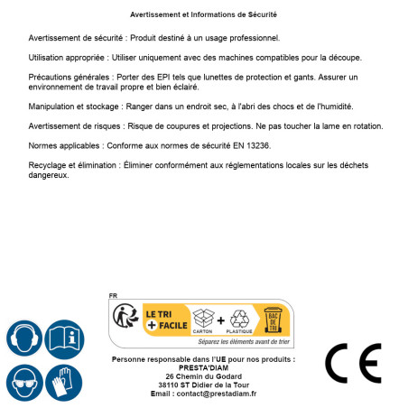 Lame Circulaire Diamant 260x30x18Z - Haute Performance pour Découpe Précise - LEMAN