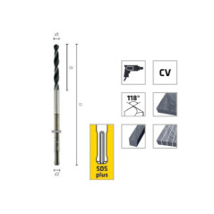 Foret De Coffrage SDS-Plus Ø20 Mm Longueur Totale 400 Mm Longueur De Coupe 120 Mm - Bois - Usage Professionnel - ALPEN-MAYKESTAG