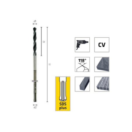 Foret De Coffrage SDS-Plus Ø20 Mm Longueur Totale 400 Mm Longueur De Coupe 120 Mm - Bois - Usage Professionnel - ALPEN-MAYKESTAG