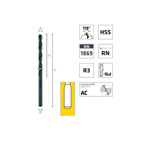 Foret Hélicoïdal Extra-Long Ø6 mm - Long. Totale 330 mm, Coupe 225 mm - HSS DIN 1869 R3 - ALPEN-MAYKESTAG
