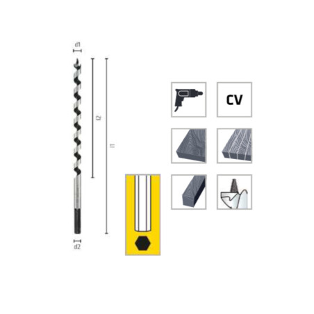 Foret De Coffrage Form Lewis Ø24 Mm - Longueur Totale 460 Mm, Coupe 380 Mm - Précision Et Durabilité - ALPEN-MAYKESTAG