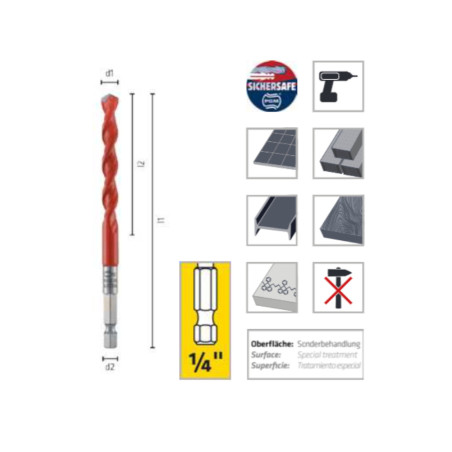 Foret Multi-Usage Carbure 4 mm - Emmanchement Hexagonal 1/4 - Longueur Totale 100 mm - ALPEN-MAYKESTAG