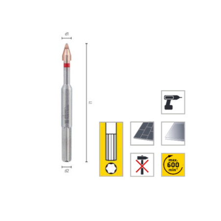 Foret Pour Carrelage Grès Vitrifié 10 mm - Longueur 107 mm - C Protector - ALPEN-MAYKESTAG