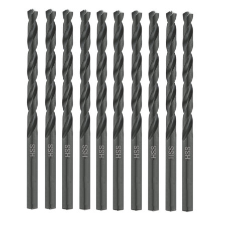 10 Forets Hélicoïdaux Longs Ø7,6 mm - HSS DIN 340 RN - Longueur Totale 165 mm - ALPEN-MAYKESTAG