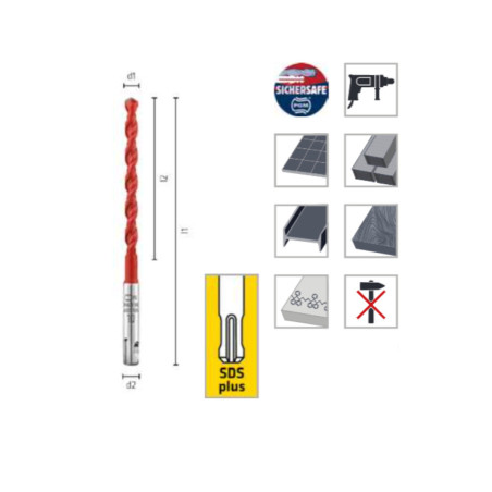 Foret Multi-Usage Carbure Ø8 mm Long. Tot. 210 mm Tige SDS-Plus - ALPEN-MAYKESTAG