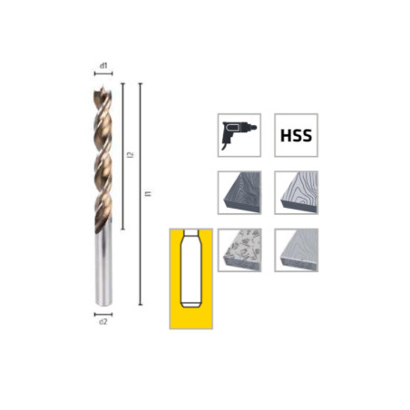 Foret Hélicoïdal Pour Bois HSS Ø5 mm - Longueur 250 mm - Usage Machine - ALPEN-MAYKESTAG