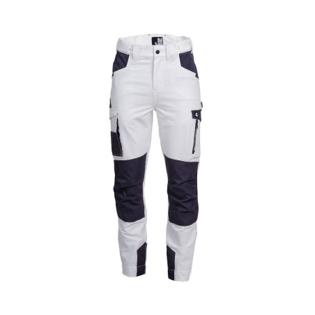 Pantalon de Travail Leonard - Taille 40 - Blanc/Gris - Résistant et Confortable - D-Work