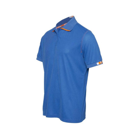 Polo de Travail Beven - Taille M - Bleu/Orange Fluo - Résistant et Confortable - D-Work
