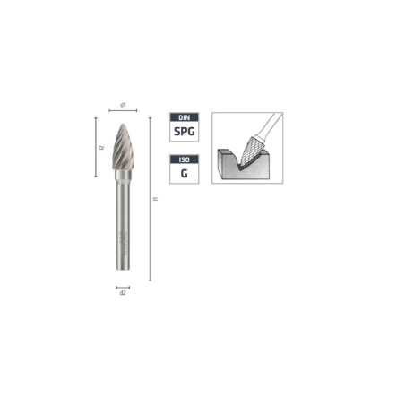 Fraise Sur Tige Carbure Ogive Bout Pointu Ø10x65 mm - Coupe 10 mm, Longueur 65 mm - ALPEN-MAYKESTAG
