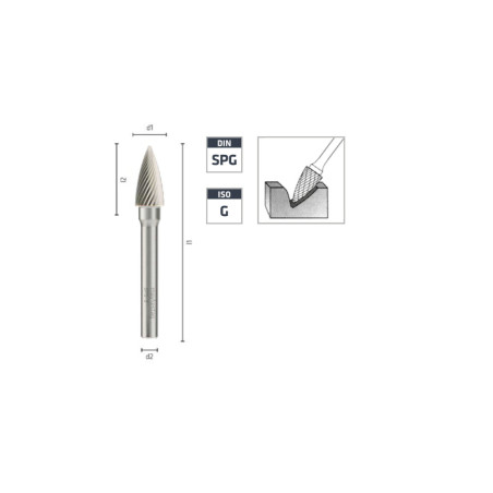 Fraise Sur Tige Carbure Ogive Bout Pointu Ø10x65 mm - Coupe Ø10 mm, Longueur 65 mm - ALPEN-MAYKESTAG