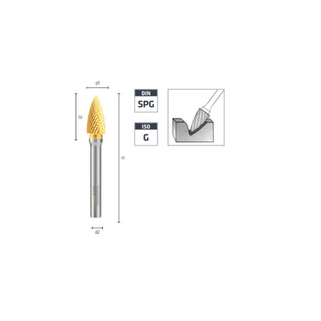 Fraise Sur Tige Carbure Ogive Bout Pointu Ø8x65 mm - Coupe Précise - Usage Industriel - ALPEN-MAYKESTAG
