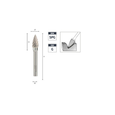 Fraise Sur Tige Carbure Ogive Bout Pointu Ø10x65 mm - Coupe Ø10 mm, Longueur 65 mm - Précision Et Durabilité - ALPEN-MAYKESTAG
