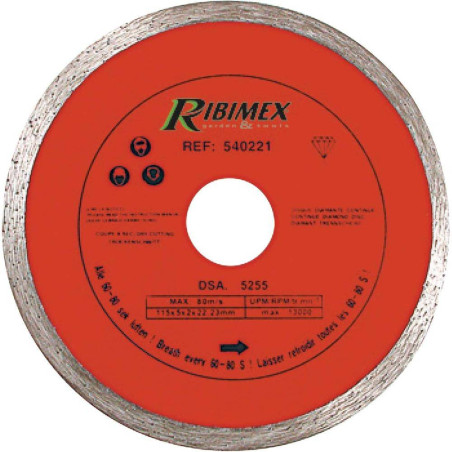 Disque Diamanté Continu 115 mm – Classe C, Double Blister – Découpe Précise et Durable - RIBIMEX