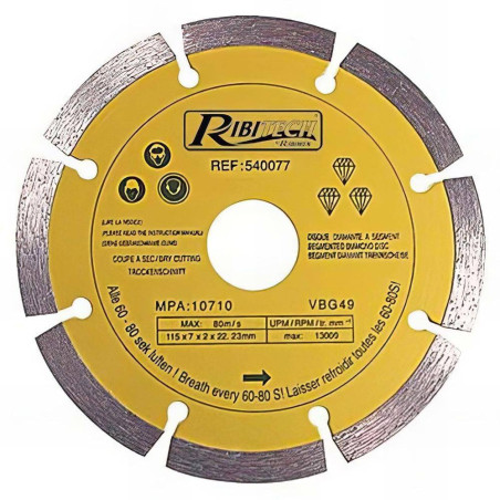 Disque Diamant Segment 230 mm - Classe A - Découpe Précise sur Béton et Pierre - Longue Durée - D-Work
