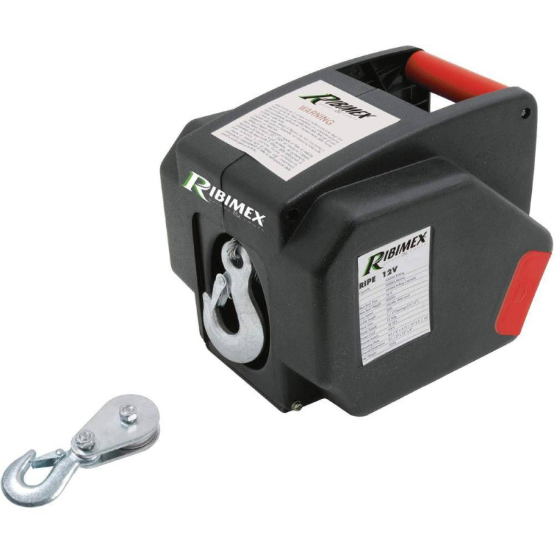 Treuil 12V 300W 25A – 12.4 kg – Puissant et Fiable – Idéal pour le Levage - RIBIMEX
