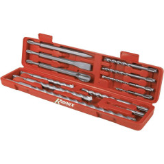 Coffret 12 Pièces – Burins Pointerolles et Forets SDS – Outils Polyvalents pour Travaux de Maçonnerie - RIBIMEX