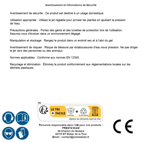 Lance d'Arrosage Express à Jet Réglable – 0,295 kg – Pratique et Ergonomique – RIBIMEX - RIBIMEX