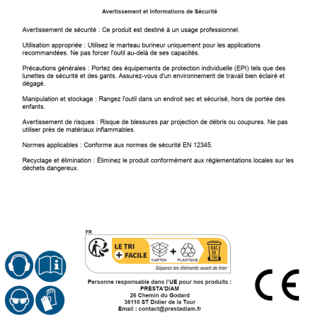 Marteau Burineur Pneumatique – 4 Burins Inclus – Outil Efficace pour Travaux de Démolition – RIBIMEX - RIBIMEX