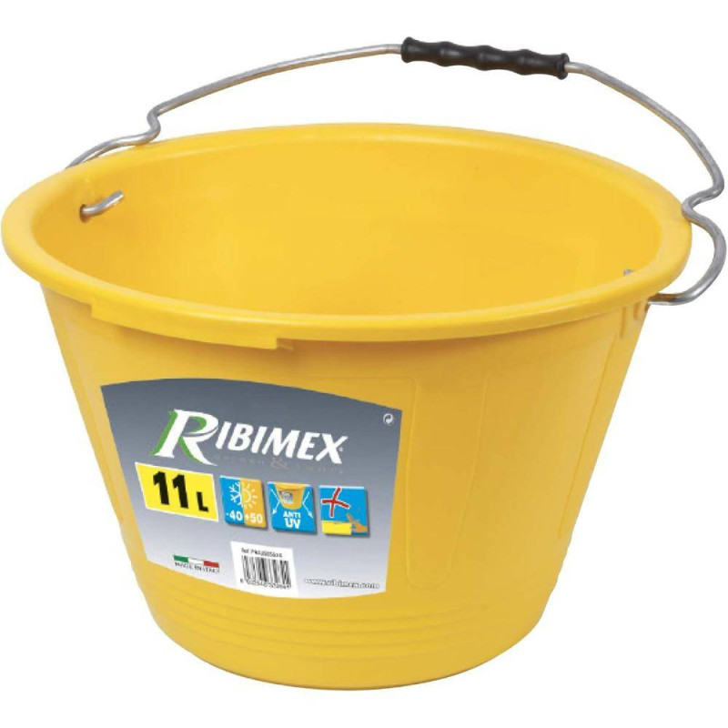 Seau Maçon Incassable 11L Ø36 cm – Résistant et Durable – Idéal pour le Bâtiment - RIBIMEX