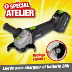 Meuleuse Angle 125 mm – 20V avec Batterie 2A et Chargeur – Puissante et Pratique – RIBIMEX - RIBIMEX