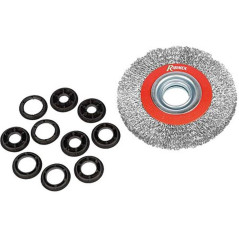 Brosse Métallique pour Touret Ø150 mm – 5 Bagues Incluses – Idéale pour Finitions Précises - RIBIMEX