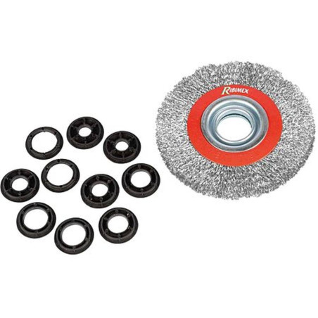 Brosse Métallique pour Touret Ø150 mm – 5 Bagues Incluses – Idéale pour Finitions Précises - RIBIMEX