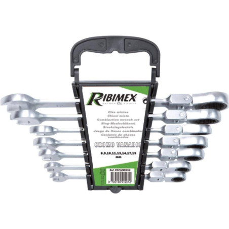 Lot de 7 Clés à Cliquet 8-19 mm – Acier, Résistantes et Pratiques – RIBIMEX - RIBIMEX
