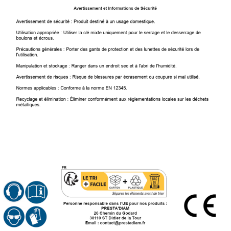 Clé Mixte 16 mm – 40Cr-V – Résistante et Durable - RIBIMEX