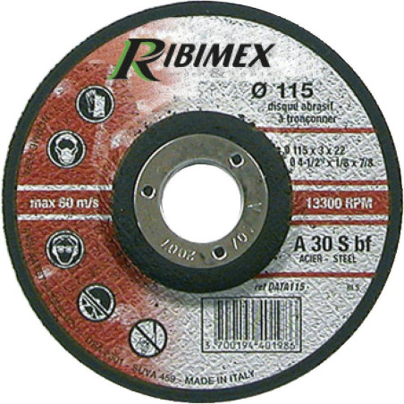 Disque Abrasif 115 mm - 115x6,4x22,2 mm - Acier - Efficacité et Précision - D-Work