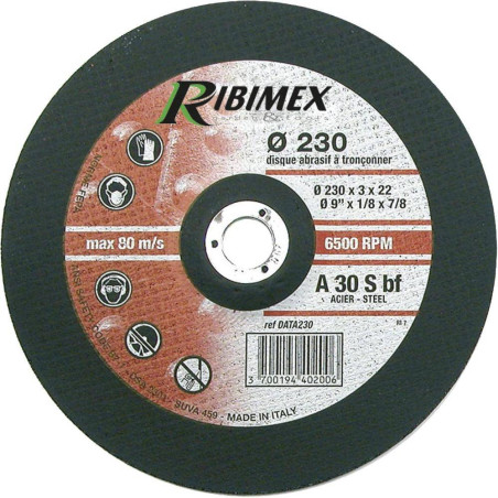 Disque Abrasif 230 mm – 230x6,4x22,2 mm – Aciers, Résistant et Durable - RIBIMEX