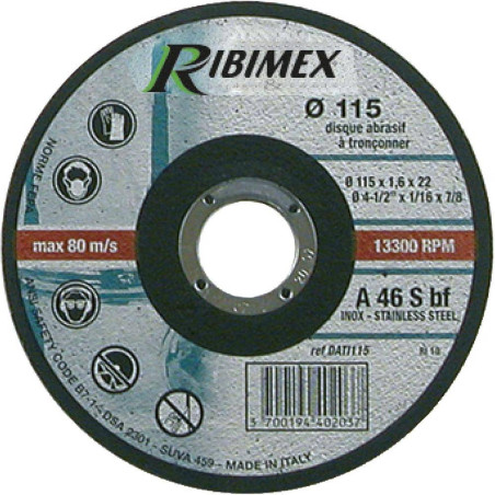 Disque Abrasif 115 mm – Tronçonnage Inox, Plat – Performance et Précision - RIBIMEX