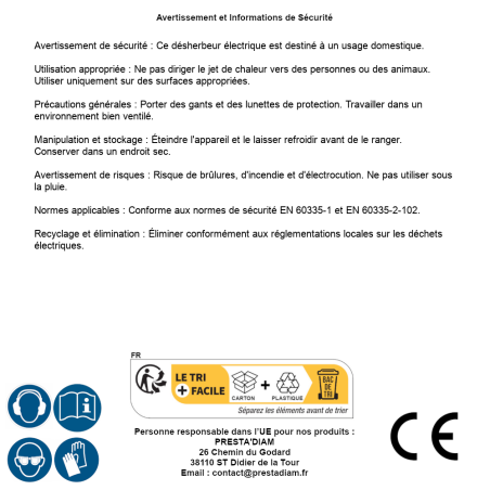 Désherbeur Électrique 600° 2000W - 1,285 kg - Efficace et Pratique - Performant - D-Work