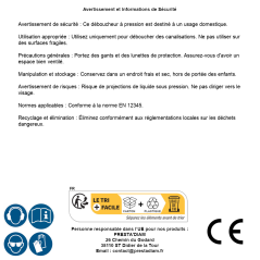 Déboucheur à Pression – 1.17 kg – Outil Efficace pour Déboucher les Canalisations – RIBIMEX - RIBIMEX