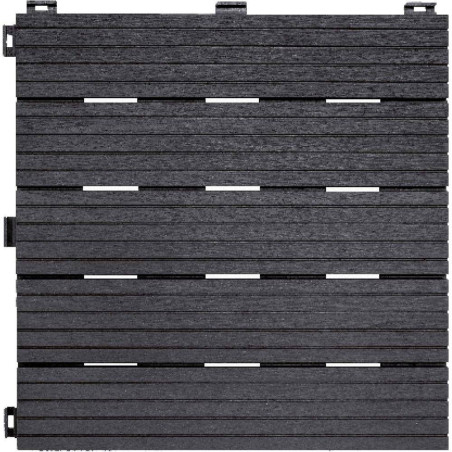 Dalle Terrasse Grise 45x45 cm – Aspect Bois en Caoutchouc – Résistante et Esthétique - RIBIMEX