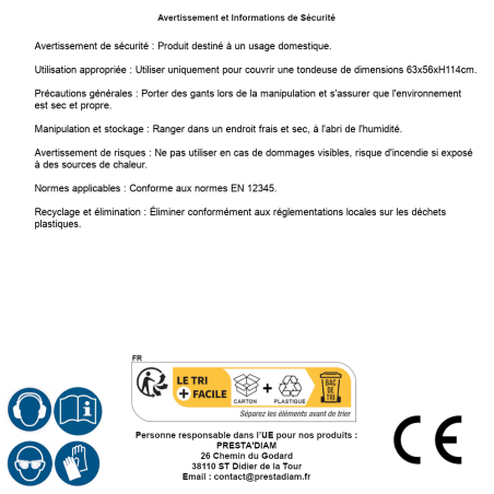 Housse pour Tondeuse 63x56xH114 cm – 90g – Protection et Résistance – RIBIMEX - RIBIMEX