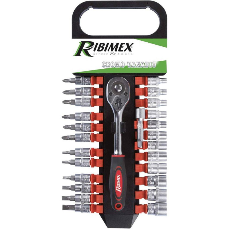 Kit Clé à Cliquet 1/4" avec 24 Douilles – Outils de Précision – Pratique et Polyvalent - RIBIMEX