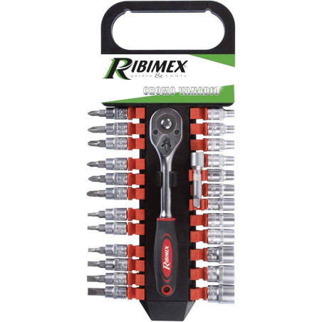 Kit Clé à Cliquet 1/4" avec 24 Douilles – Outils de Précision – Pratique et Polyvalent - RIBIMEX