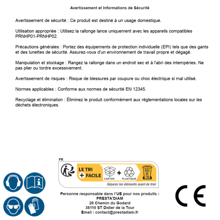 Rallonge Lance PRNHP01-PRNHP02 – 1,2 m – Accessoire Pratique pour Nettoyage – RIBIMEX - RIBIMEX