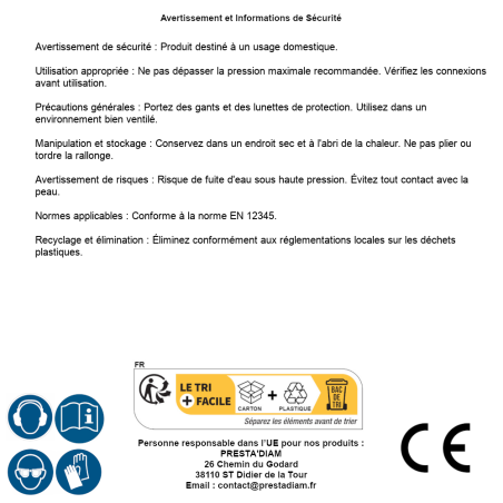 Rallonge Flexible Haute Pression – Compatible PRNHP01 à PRNHP04 – Résistante et Durable - RIBIMEX